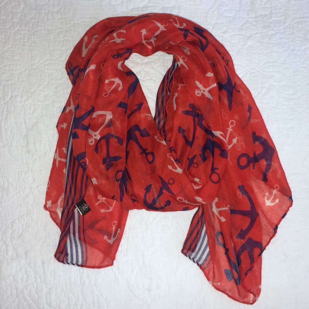 Red and blue sailor scarf.